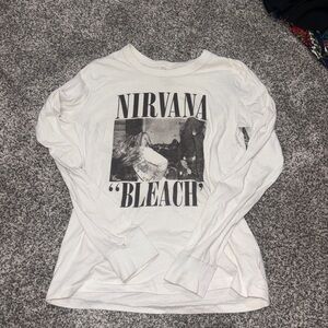 NIRVANA White Long-Sleeve 'Bleach' Graphic Tee